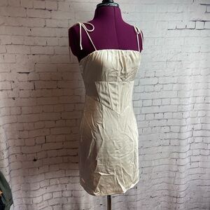 Princess Polly size 2 cream colored satin mini dress Sarah corset dress